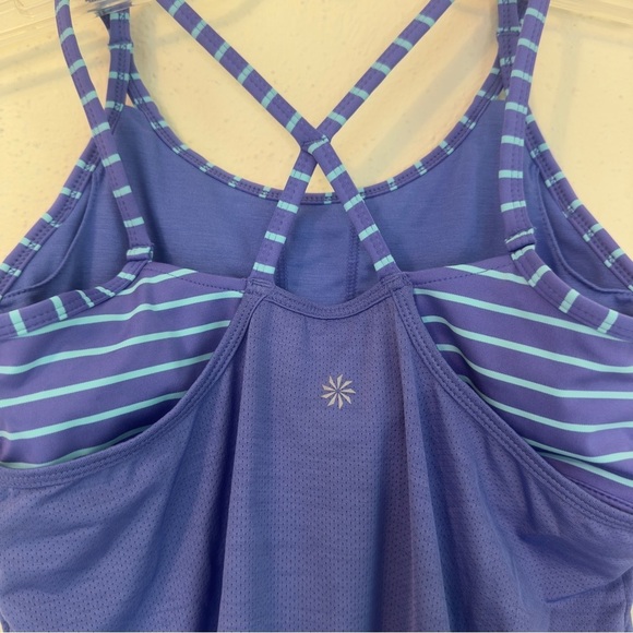 Athleta Girls Purple and Blue Tank Top with Built In Bra Criss-Cross Straps Sz L - Picture 3 of 12